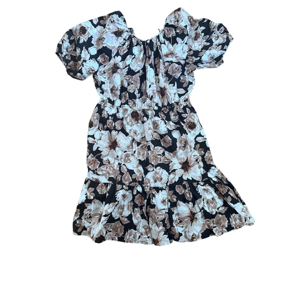 Rails Khloe Sepia Roses Puff Sleeve Dress Like New Medium